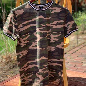 Forever 21 Camo T-Shirt with Striped Edges